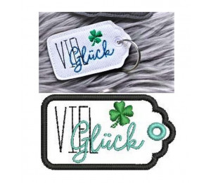 Stickdatei - ITH Anhänger Viel Glück